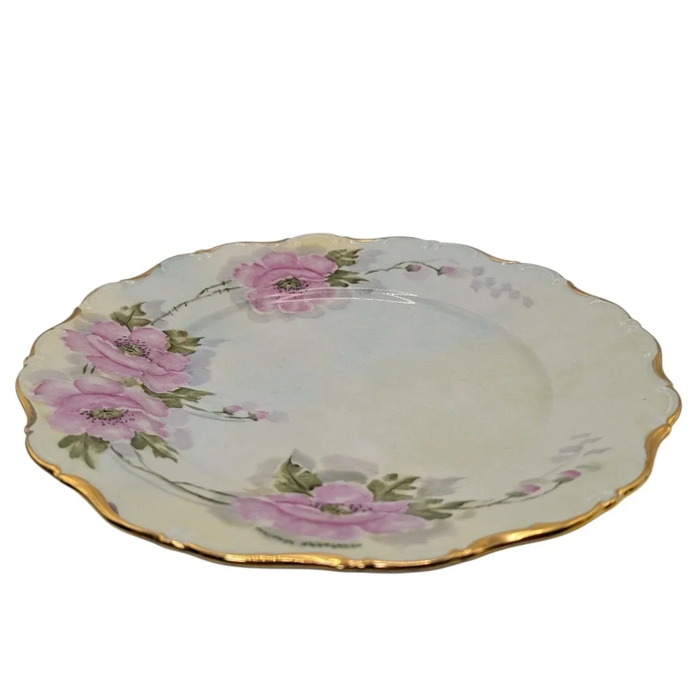 Seltmann Weiden Dinner Plate Floral Hand Painted‎ Bavaria West Germany Signed